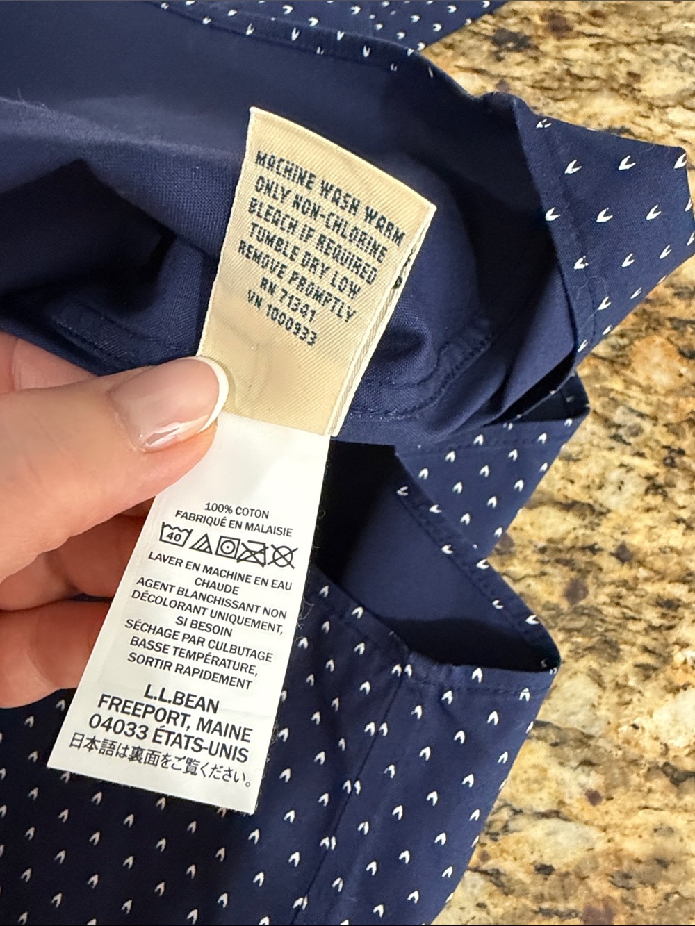 L.L.Bean Women’s XL Petite Navy Wrinkle-Free Cotton Button Down Shirt - Picture 7 of 9